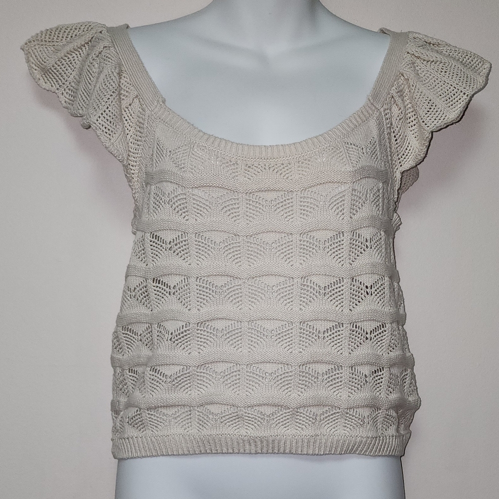 Jessica Simpson Beige Crochet Knit Crop Top M